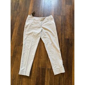 NWT Adidas Contrast Cropped Golf Pants Women 10 Light Gray Performance Mid Rise